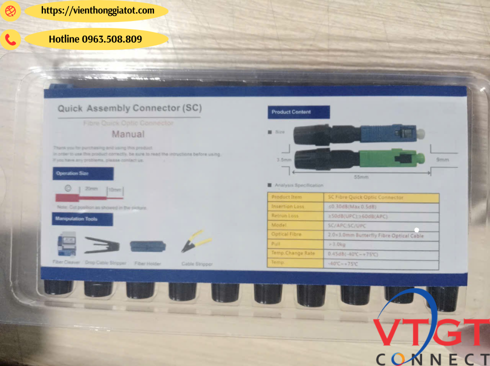 Đầu nối nhanh Fast connector chuẩn SC/UPC B&Ton BT-SU55-1