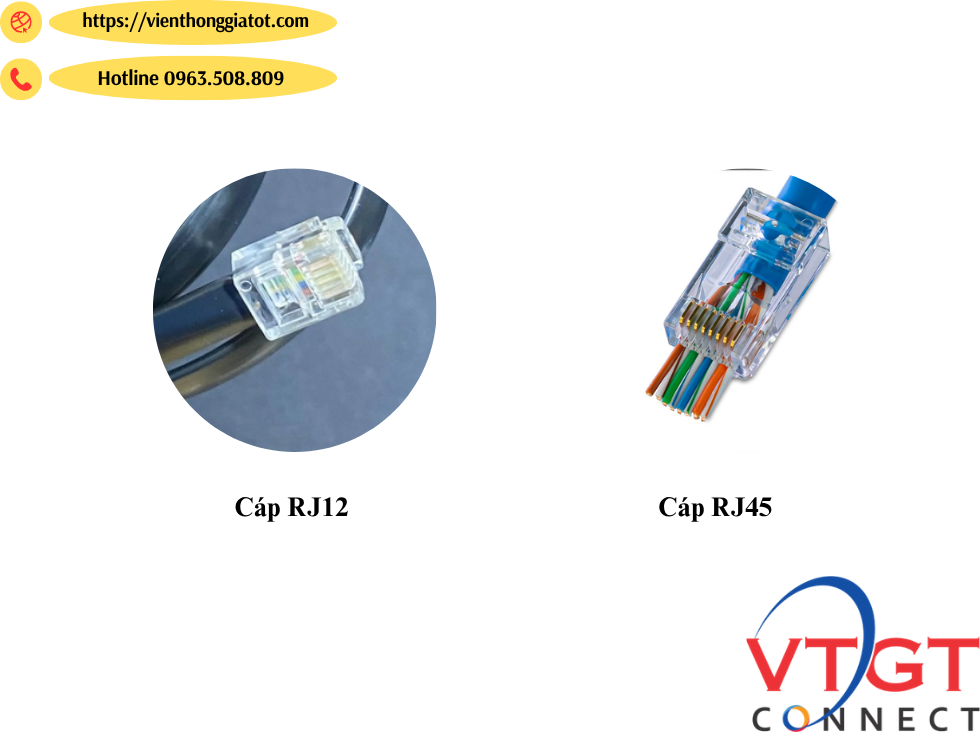 Sự khác biệt giữa cáp RJ12 và RJ45 
