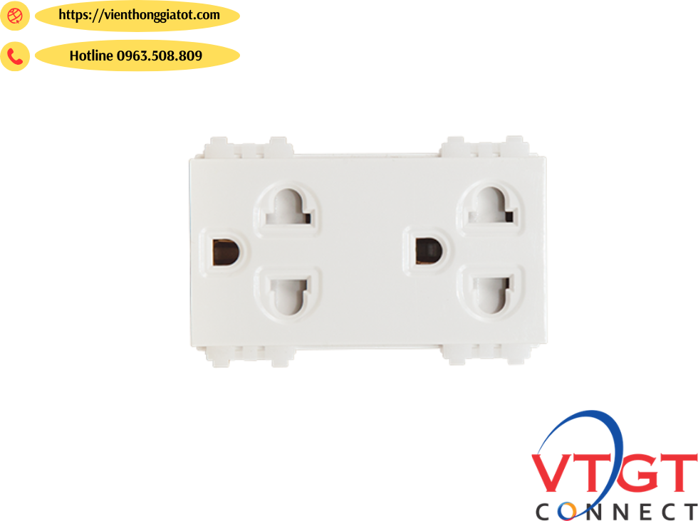 Ổ cắm đôi 3 chấu S18UE2 - SINO