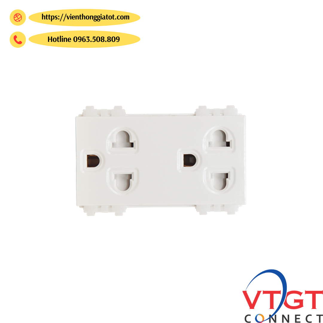 Ổ cắm đôi 3 chấu SINO S18CCUE2