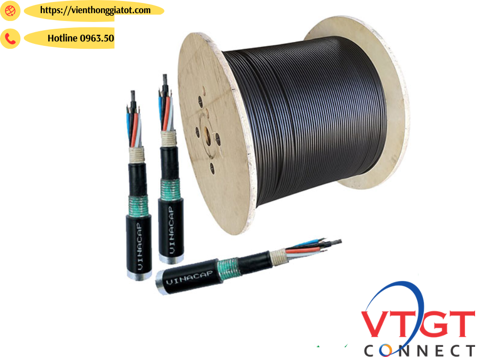 Cáp quang ngầm luồn cống 24Fo Kim loại Vinacap CKL-24FO