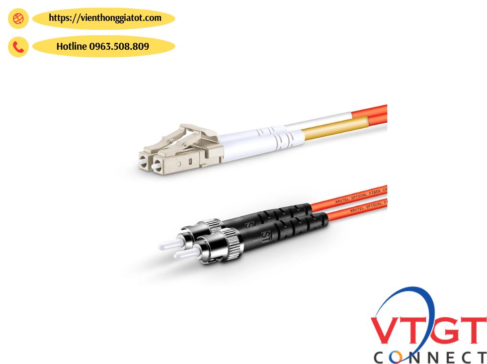 Dây nhảy quang Multi mode MM OM2 50/125μm chuẩn ST-LC Duplex Dây nhảy quang Multi mode MM OM2 50/125μm chuẩn ST-LC Duplex