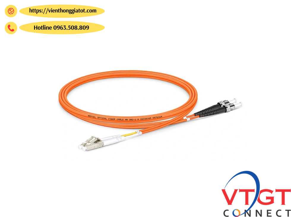 Dây nhảy quang Multi mode MM OM2 50/125μm chuẩn ST-LC Duplex Dây nhảy quang Multi mode MM OM2 50/125μm chuẩn ST-LC Duplex