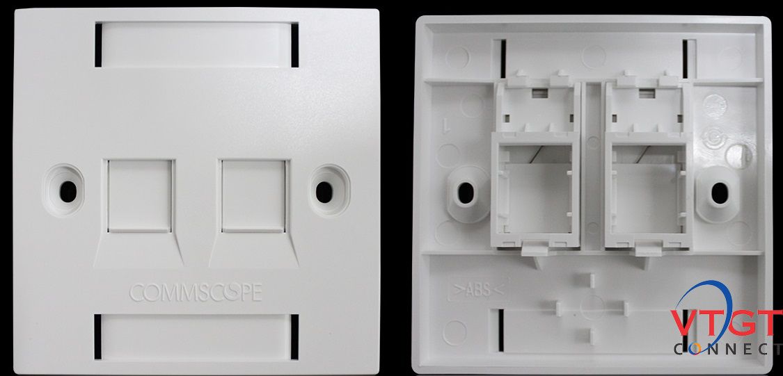 Mặt nạ hình vuông wallplate 2 cổng Faceplate Kit COMMSCOPE mã 760245389