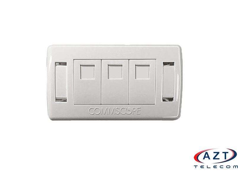 Mặt wallplate hình chữ nhật 3 cổng, màu trắng Commscope mã 2-1427030-3