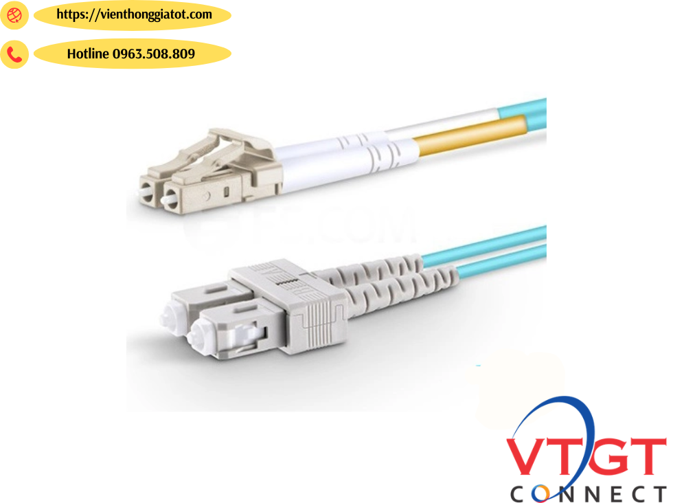dây nhảy quang Multmode OM3 SC-LC duplex dài 1M dây nhảy quang Multmode OM3 SC-LC duplex dài 1M