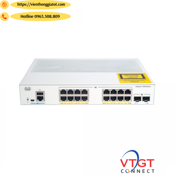 Thiết Bị Mạng Switch Cisco 16 Ports 10/100/1000M mã C1000-16T-2G-L