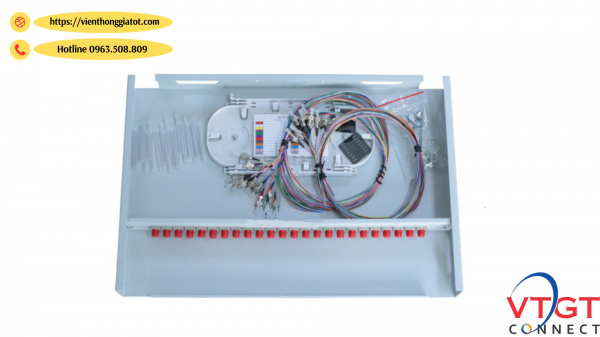 Hộp phối quang ODF 24Fo chuẩn FC/UPC đầy đủ phụ kiện