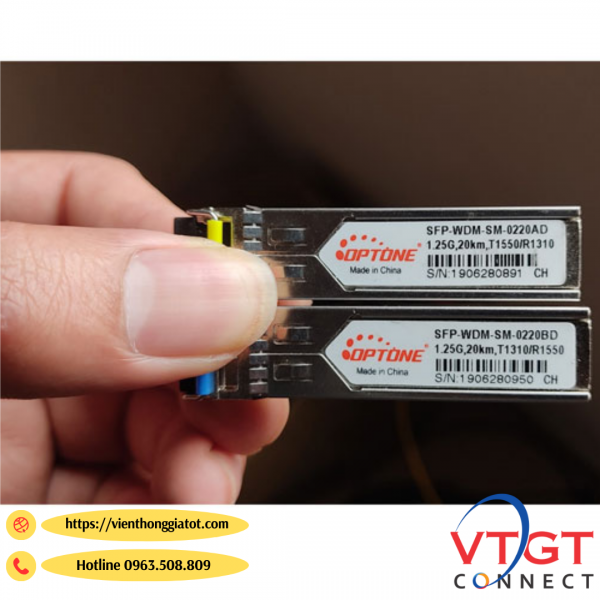 Mô đun quang SFP 1 sợi 1G single mode Optone mã SFP-LX-SM-0220AD