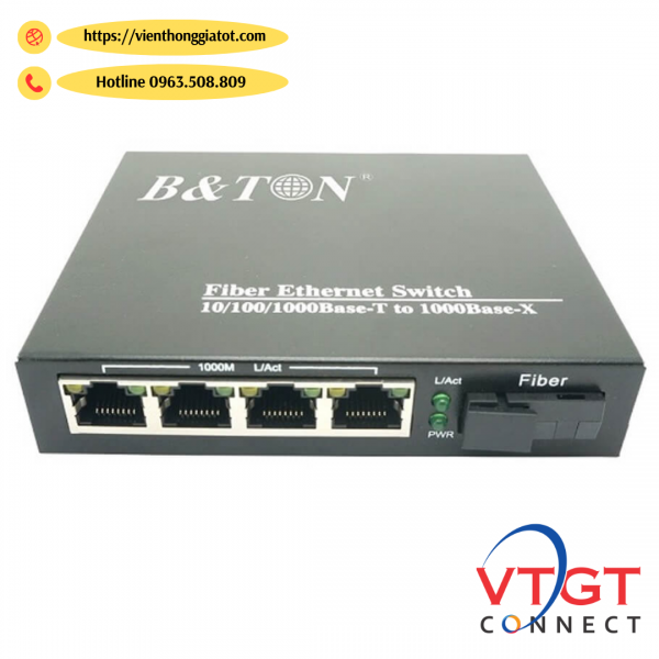 Swich quang 4 cổng RJ45 10/100/1000M+ 1 cổng quang size A model BT-914GS-20A