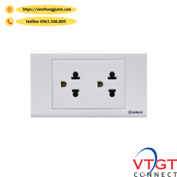 Ổ cắm đôi 3 chấu SINO S18CCUE2