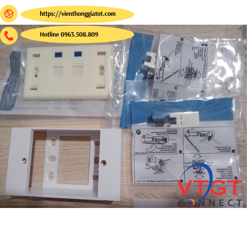 Bộ ổ cắm mạng đôi Cat6 RJ45 commscope ( 01 mặt đôi, 02 nhân CAT6, 01 đế)